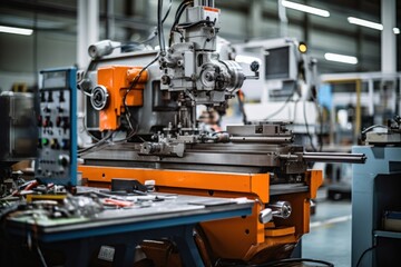 A man operating a cutting-edge metalworking machine in a modern factory