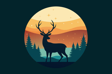 Christmas Deer Tshirt Design Vector Illustration