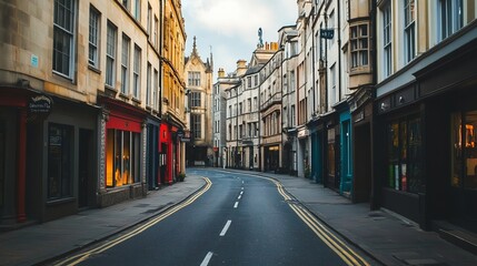 A view of a street in the city center of Bristol, UK, showcases the vibrant urban life and architectural charm of this historic city.