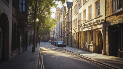 Obraz premium A view of a street in the city center of Bristol, UK, showcases the vibrant urban life and architectural charm of this historic city.