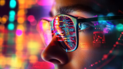 Financial Success Double Exposure - Businessman's Face with Economic Development in Ultra HD Detail