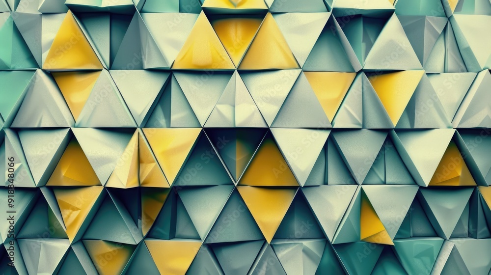 Poster close-up view of a wall composed of triangular shapes