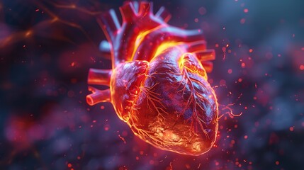 Vivid 3D heart anatomy illustration on scientific backdrop