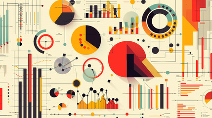Obraz premium business statistics info graphics, pie charts, bar graphs, and numerical data, business growth analysis 