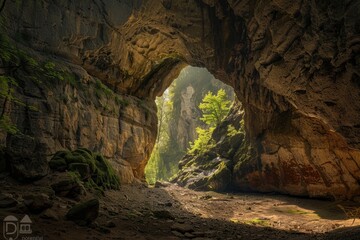 Sunlight Streaming Through a Cave Entrance