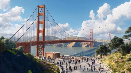 Fototapeta premium A highly sought-after tourist destination for admiring the iconic Golden Gate Bridge.