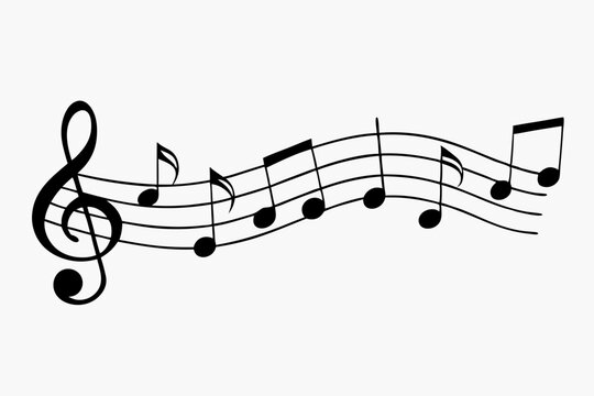 black musical notes on staff clip art preview