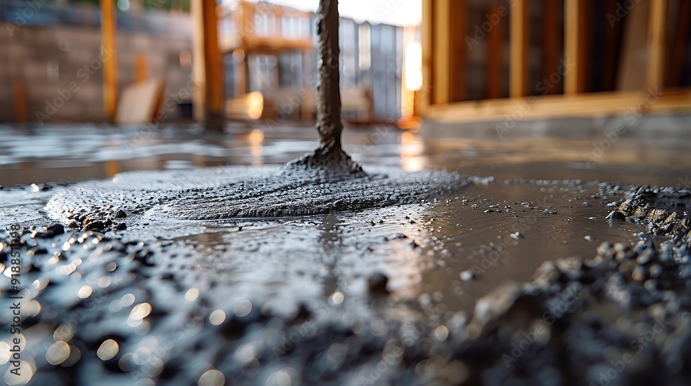 Poster construction site of buildings pouring cement top view new screed concrete with leveling mortar for 