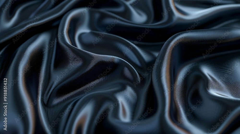 Leinwandbilder black gray satin dark fabric texture luxurious shiny that is abstract silk cloth panorama background