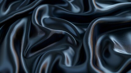 Obraz premium Black gray satin dark fabric texture luxurious shiny that is abstract silk cloth panorama background with patterns soft waves blur beautiful : Generative AI
