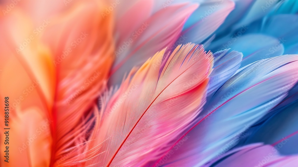Poster colorful feather background copy space : generative ai