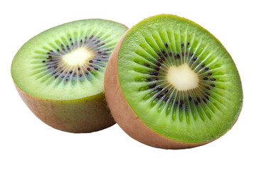 Fototapeta premium 2 sliced kiwi fruits isolated on a transparent background.