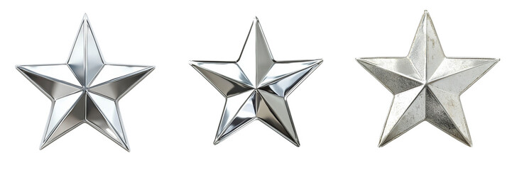 Obraz premium Set of A single elegant Selvar star with a soft glow effect isolated on transparent background