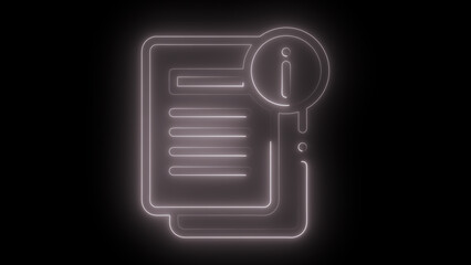 Neon Document Icon with Alert Symbol - Perfect for Information Management, Digital Files, and Data Visualization.