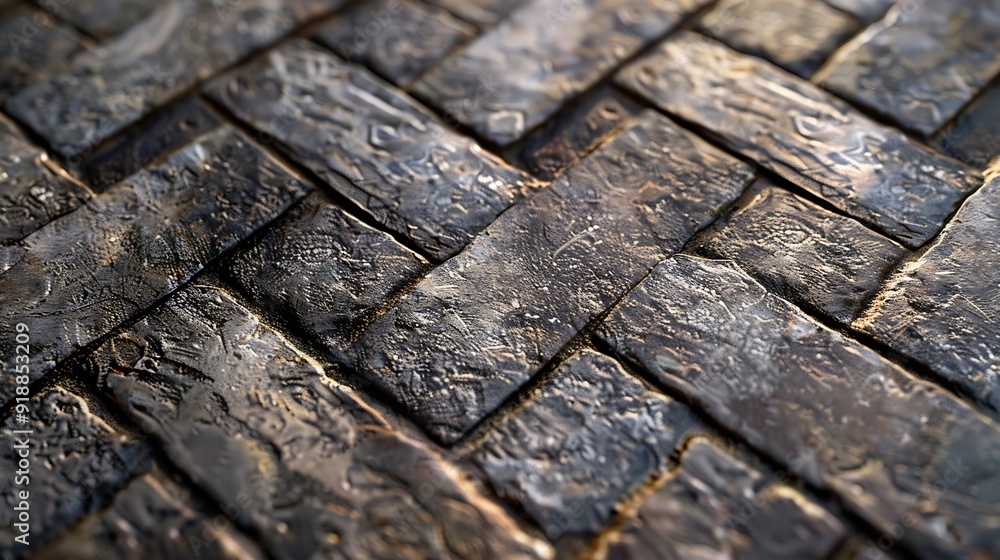 Poster Herringbone Floor Texture Wall pattern sidewalk flooring pavement paper footpath wallpaper material for cgi : Generative AI