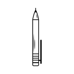 Pen doodle icon. Line art education or school symbol.