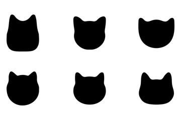 Simple cat head illustration set design