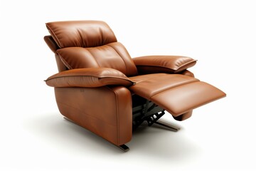 Brown leather recliner chair isolated Modern and comfortable on minimalist home