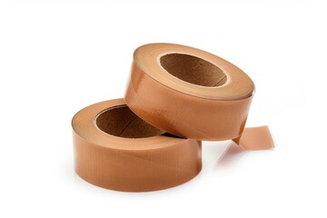 Brown packing tape isolated on white