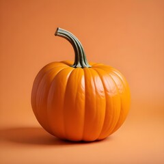 Isolated orange pumpkin on an orange background