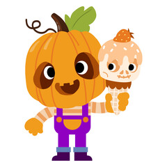 Fototapeta premium Halloween monster pumpkins, Funny pumpkin. Jack-o-lantern Holidays cartoon