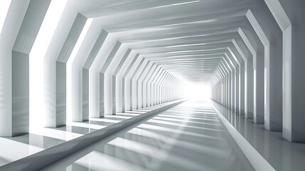 a modern, architectural interior with sleek, curving walls and a minimalist design The light filtering in from the background creates a soft, almost ethereal glow that highlights the structure