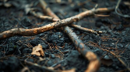 small sticks lie on the forest floor : Generative AI