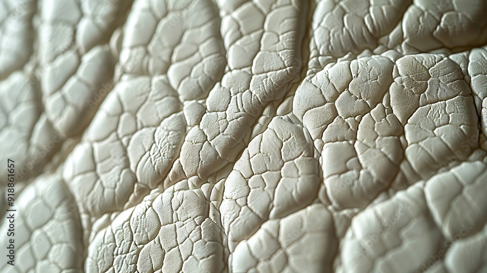 Poster Closeup artificial leather white colour for texture background  top view : Generative AI