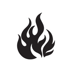 Great fire silhouette. Detailed fire print for t-shirt, banner, logo design. Fire picture isolated on white background. Vector illustration