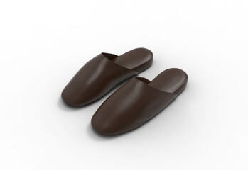 leather sandal top view with shadow 3d render