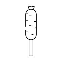 fried sausage meat line icon vector. fried sausage meat sign. isolated contour symbol black illustration