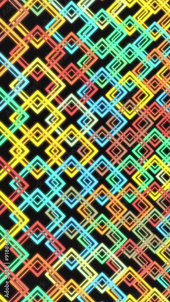 Poster glow square abstract background. square, rhombus abstract background animation seamless loop. square