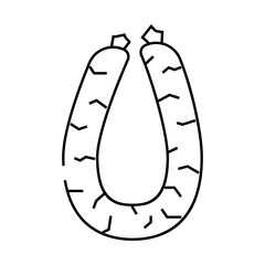 beef sausage meat line icon vector. beef sausage meat sign. isolated contour symbol black illustration