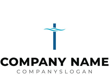 T Lettermark logo,cross logo,water logo