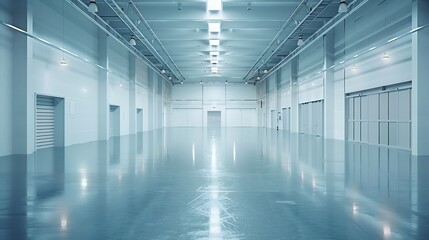 Fototapeta premium large bright and empty warehouse : Generative AI