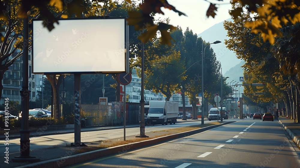 Poster blank billboard on the side of the road in lugano : generative ai
