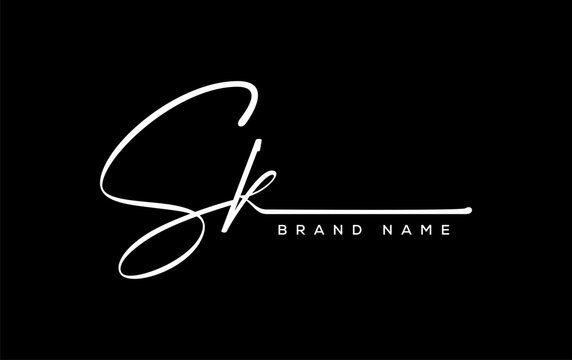 SK letter beauty handwriting vector logo.