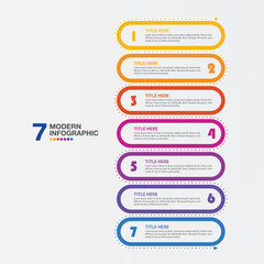 Infographic template with 7 steps, process or options, process chart.