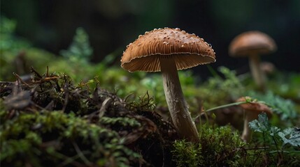 Fototapeta premium Fungal Fantasies: Up-Close with Mushroom Patterns in Abstract Form