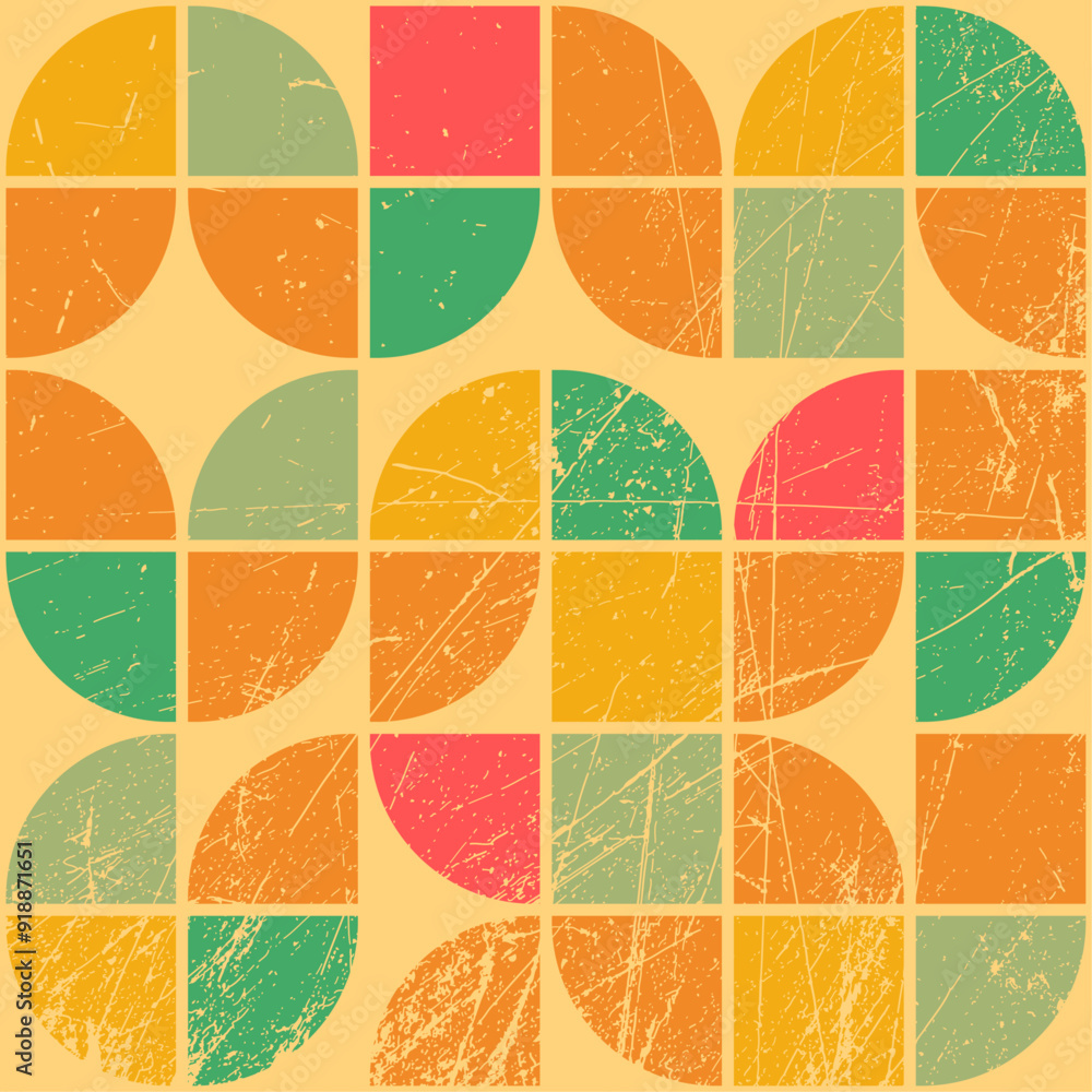 Leinwandbilder Seamless color pattern of angular and round mosaic shapes. Abstract and tiled pattern of geometric shapes.