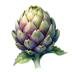 Fototapeta premium artichoke vegetable watercolor hand drawn illustration isolated on white