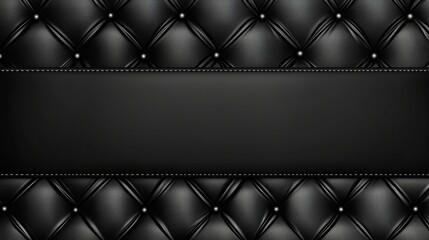 Luxury Black Leather Background with Diamond Pattern and Horizontal Banner for Text - Vector Illustration Template