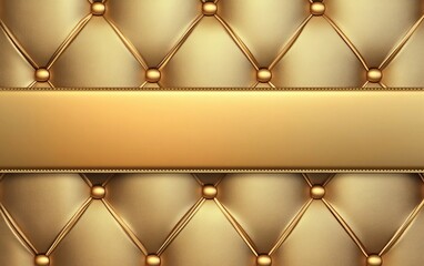 Luxurious Gold Leather Background with Diamond Pattern and Horizontal Banner for Text