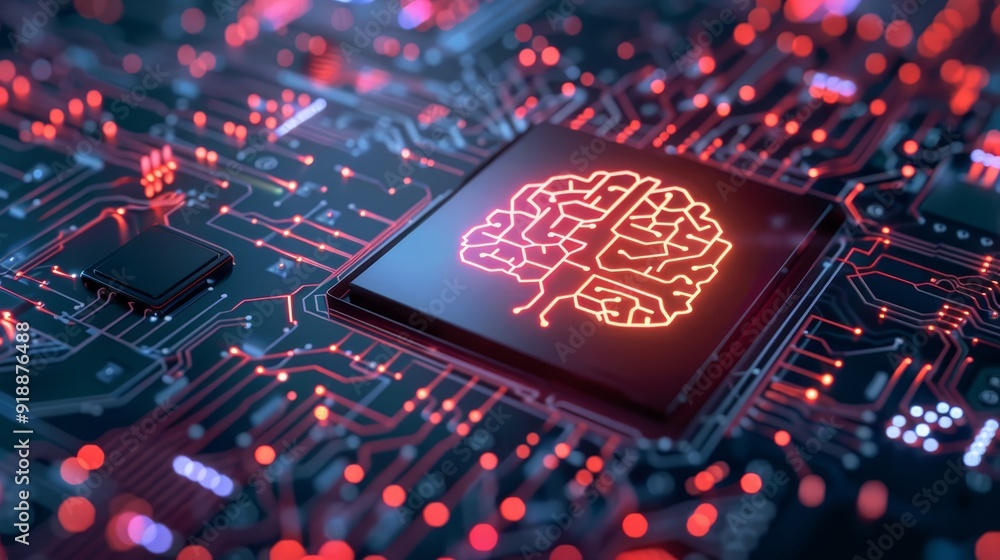 Poster ai brain circuit on advanced microchip