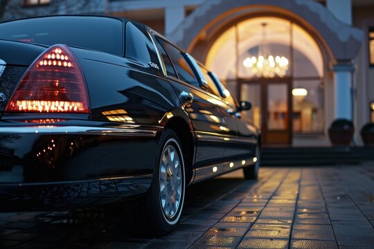 Black limousine ready for customers