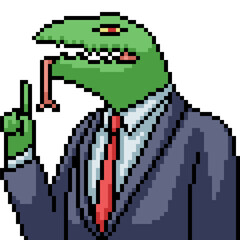 Obraz premium pixel art of lizard business man