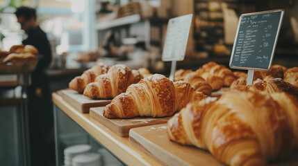 Fresh Croissants in a Cozy Bakery