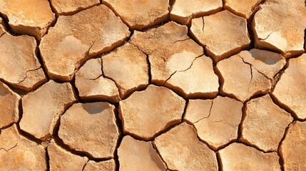 Cracked Dry Earth Surface During Drought