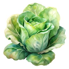Obraz premium lettuce vegetable watercolor hand drawn illustration isolated on white