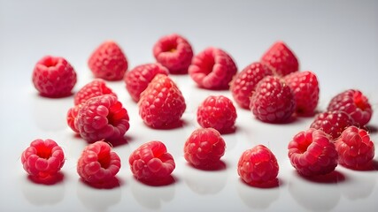 Isolated raspberry collection on a clear backdrop